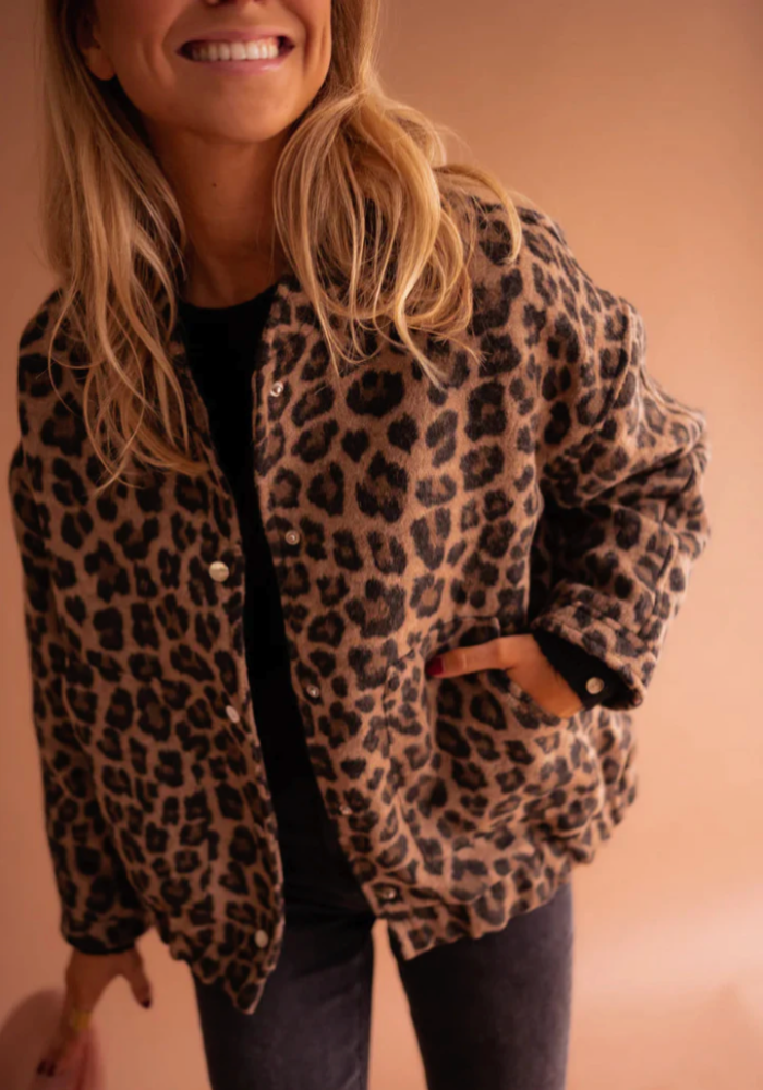Ava | Leopard Print Bomber Jacket