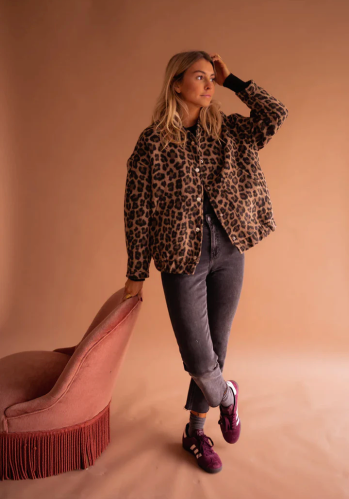 Ava | Leopard Print Bomber Jacket