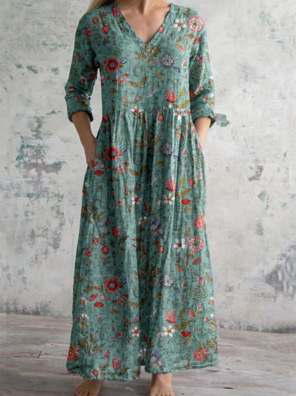 Celestine | Maxi-Kleid mit Vintage-Blumenmuster