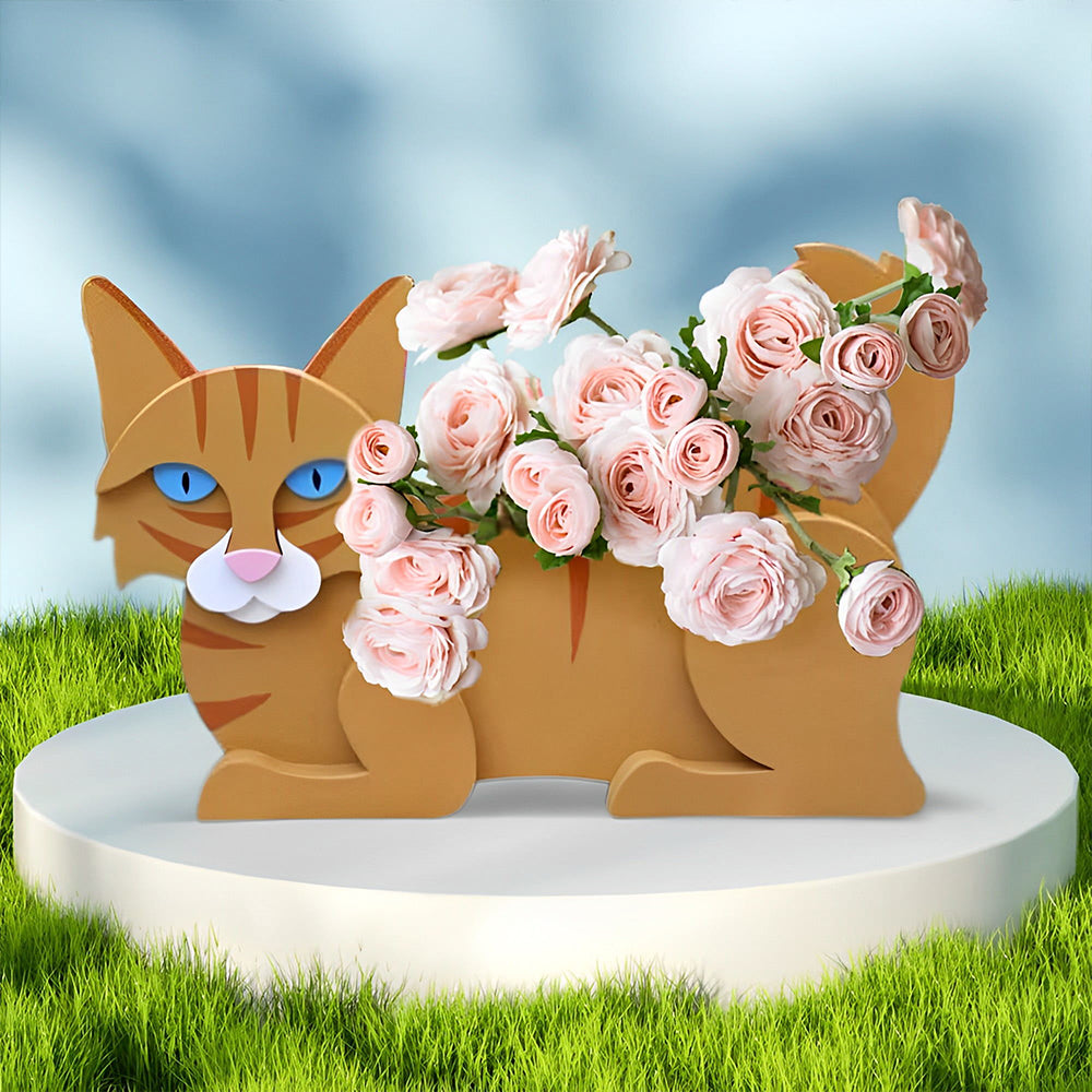 Oranger Katzen-Blumentopf