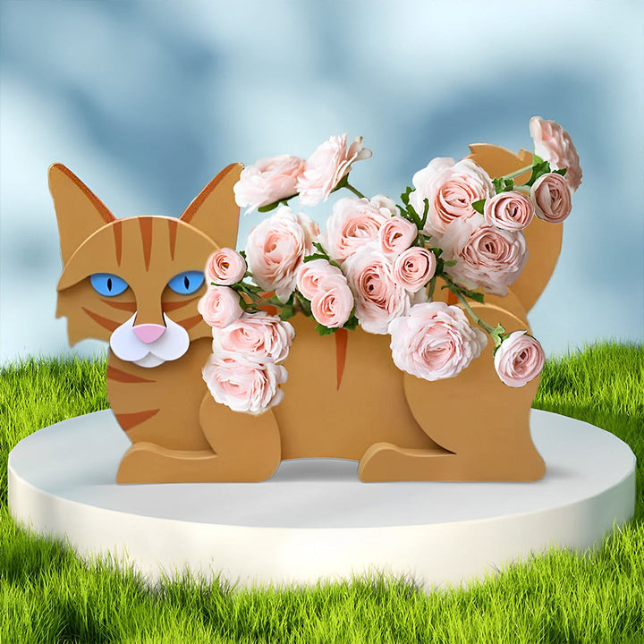 Oranger Katzen-Blumentopf