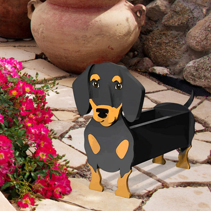 Schwarz-brauner Dachshund Pflanztopf