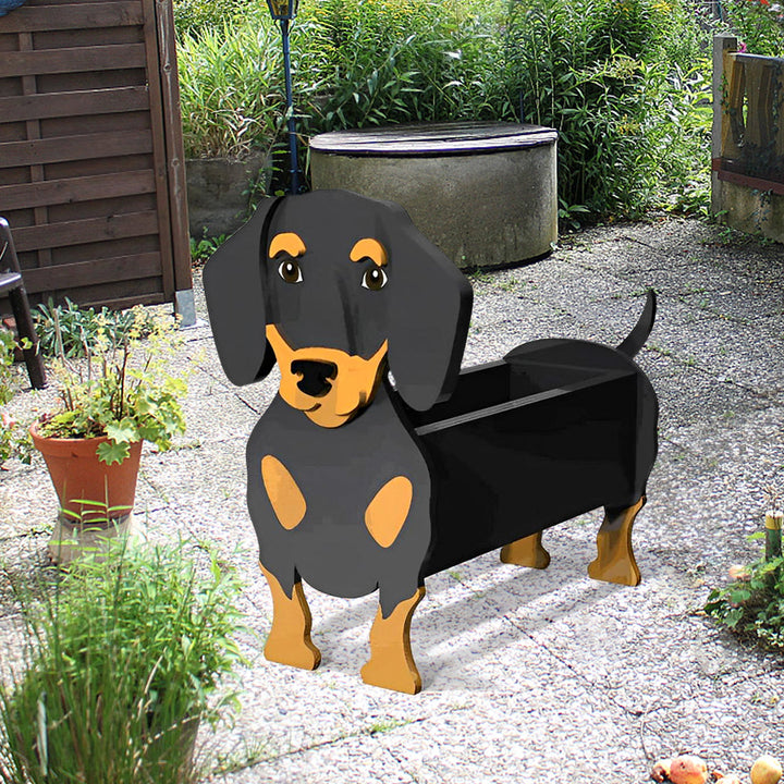 Schwarz-brauner Dachshund Pflanztopf