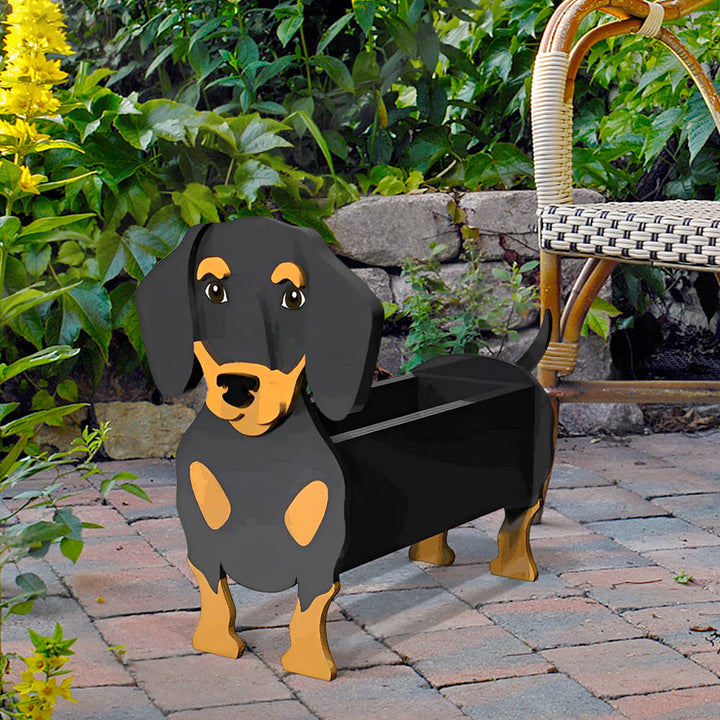 Schwarz-brauner Dachshund Pflanztopf