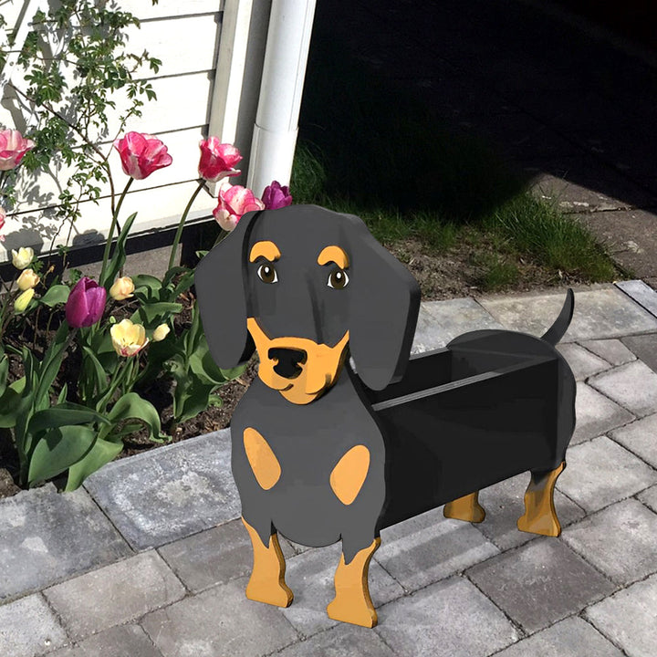 Schwarz-brauner Dachshund Pflanztopf