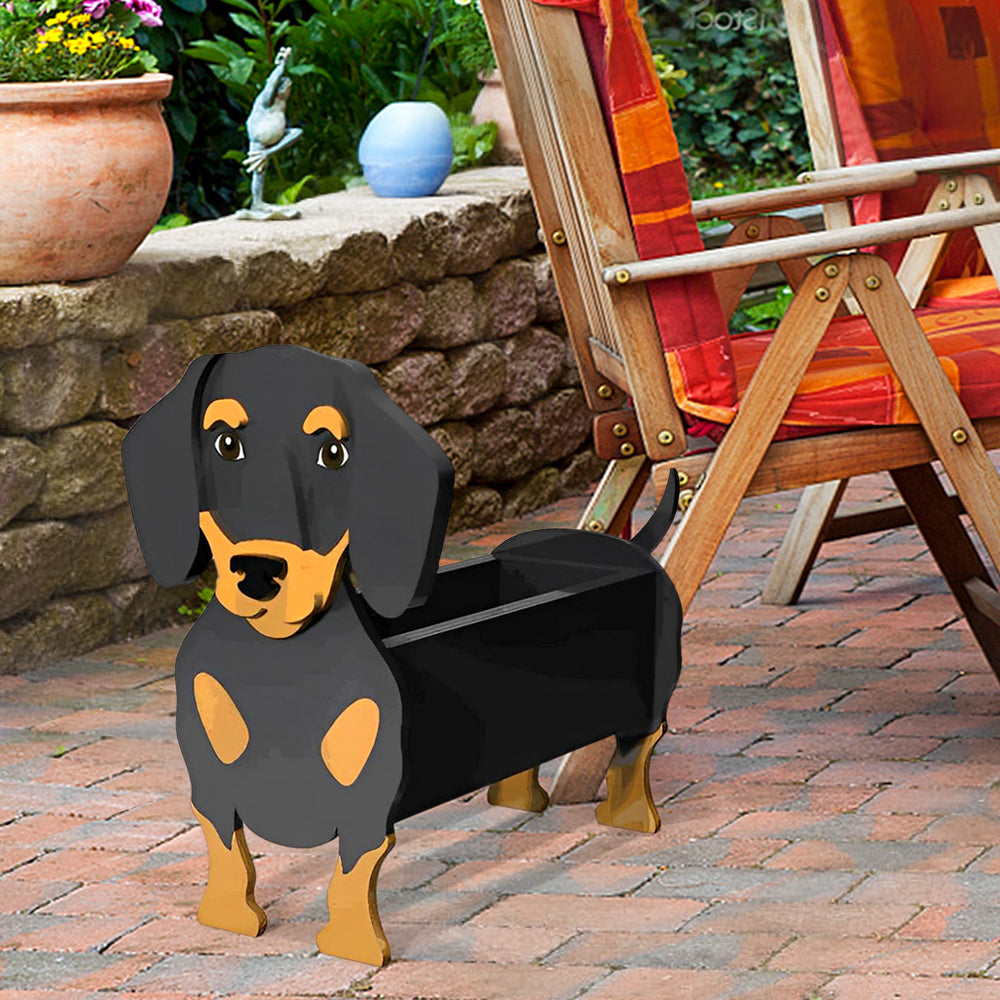 Schwarz-brauner Dachshund Pflanztopf