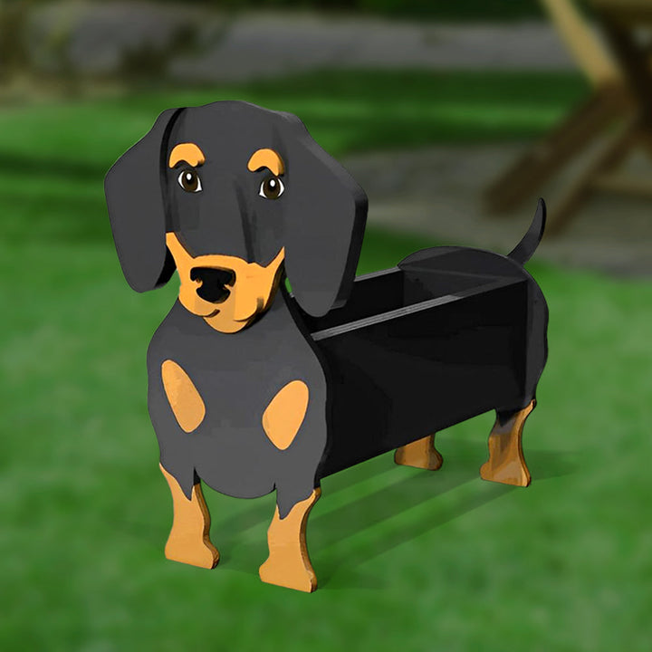 Schwarz-brauner Dachshund Pflanztopf