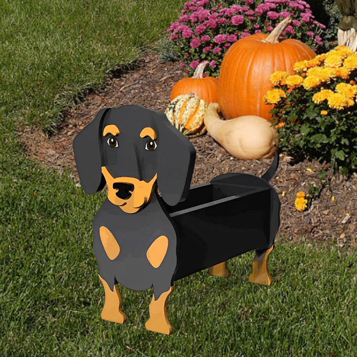 Schwarz-brauner Dachshund Pflanztopf