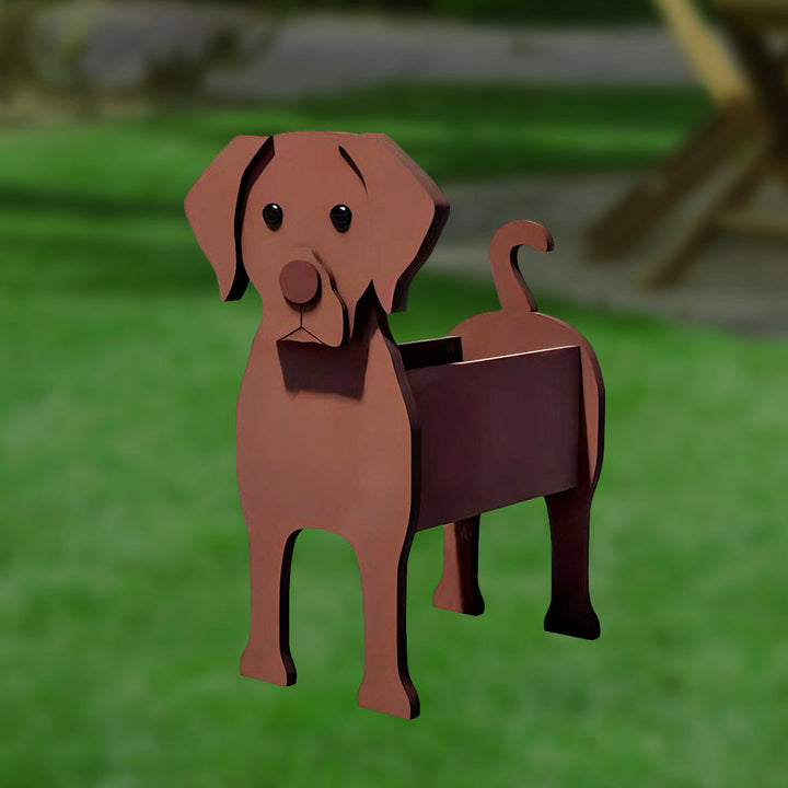 Schokoladenfarbener Labrador Blumentopf