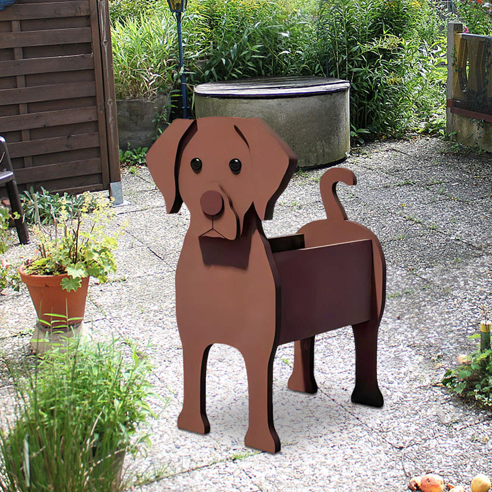 Schokoladenfarbener Labrador Blumentopf