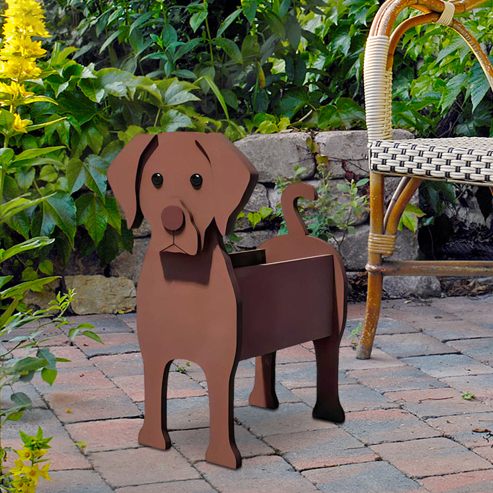 Schokoladenfarbener Labrador Blumentopf