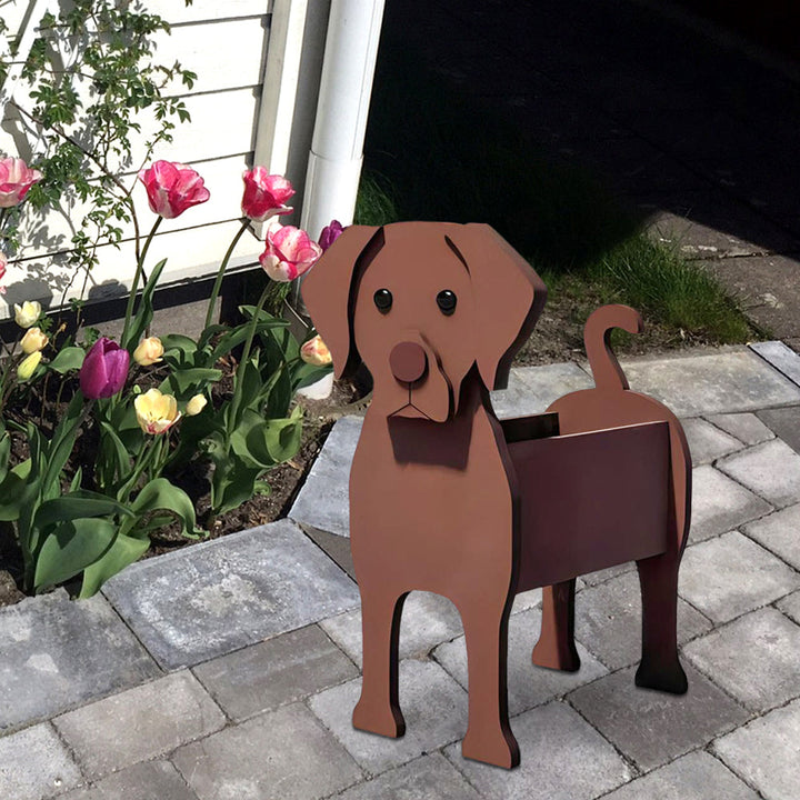 Schokoladenfarbener Labrador Blumentopf