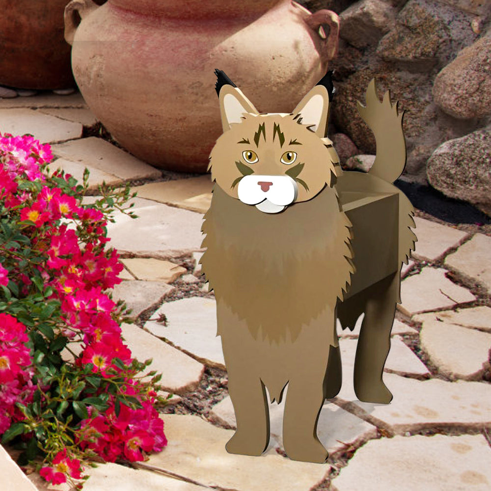 Maine Coon Katze Blumentopf