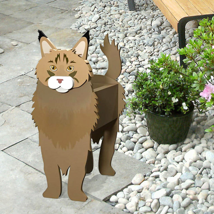Maine Coon Katze Blumentopf