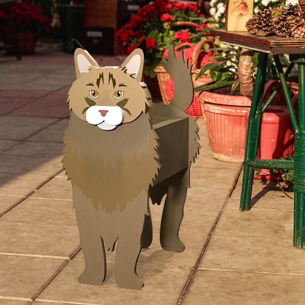 Maine Coon Katze Blumentopf