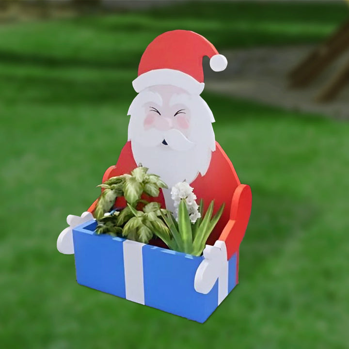 Blumentopf im Weihnachtsmann-Design