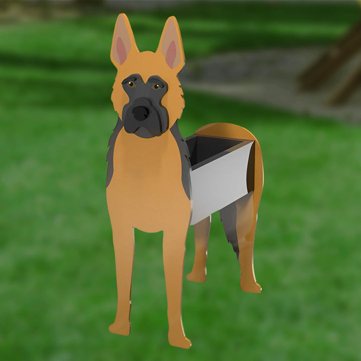 Blumentopf mit Deutschem Schäferhund-Motiv