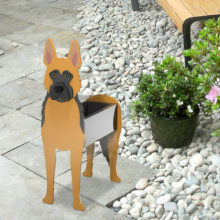 Blumentopf mit Deutschem Schäferhund-Motiv