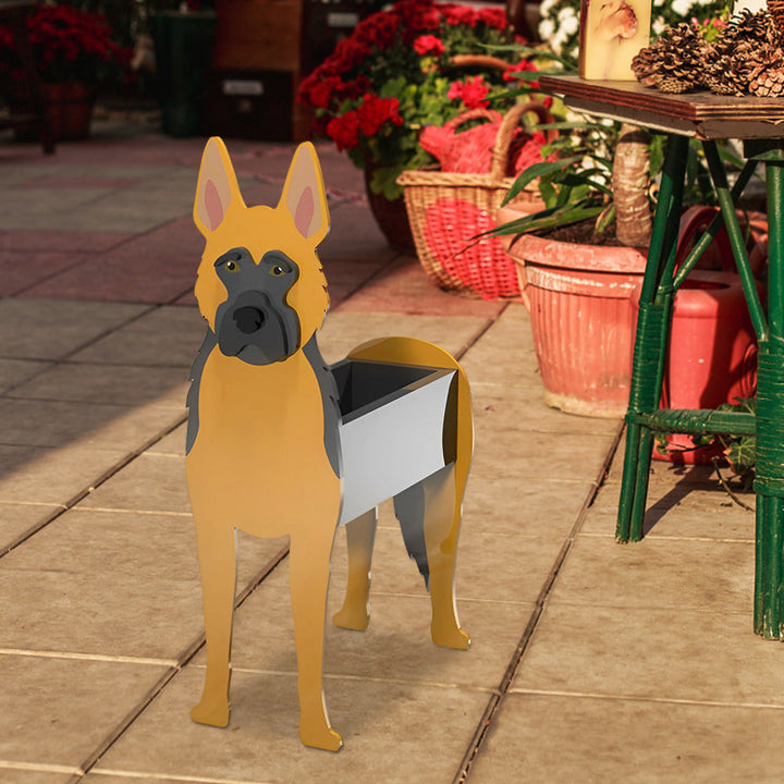 Blumentopf mit Deutschem Schäferhund-Motiv
