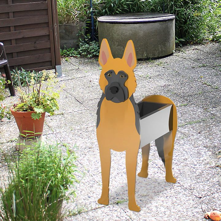 Blumentopf mit Deutschem Schäferhund-Motiv
