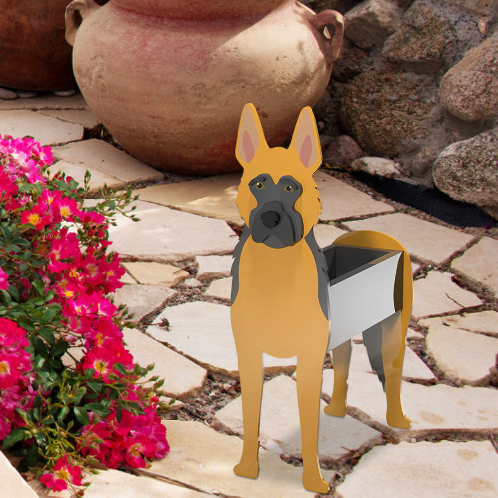 Blumentopf mit Deutschem Schäferhund-Motiv
