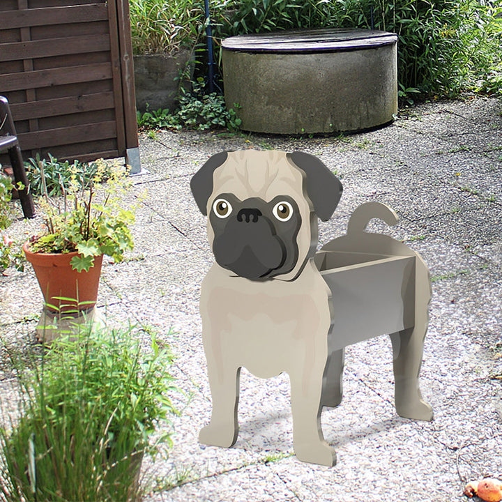 Blumentopf mit Mops-Motiv