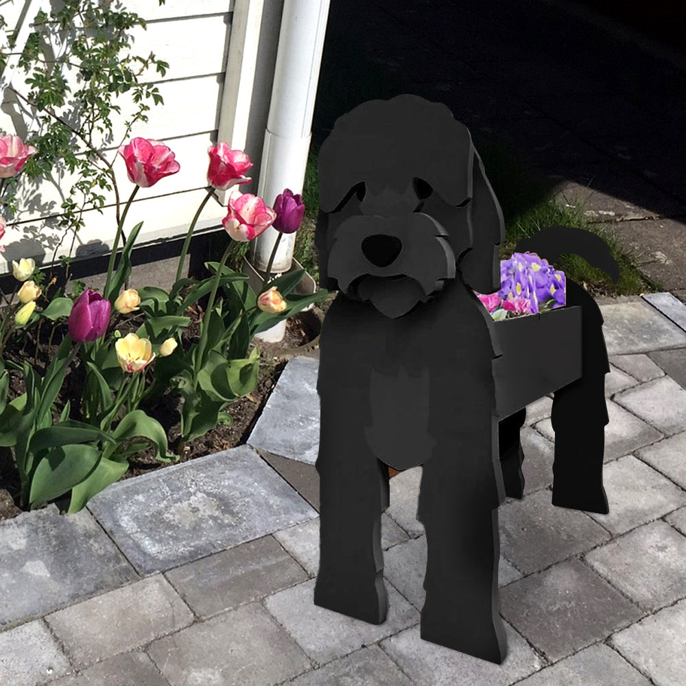 Schwarzer Cockapoo Blumentopf