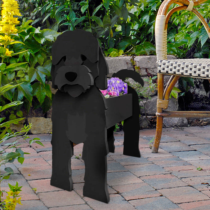 Schwarzer Cockapoo Blumentopf