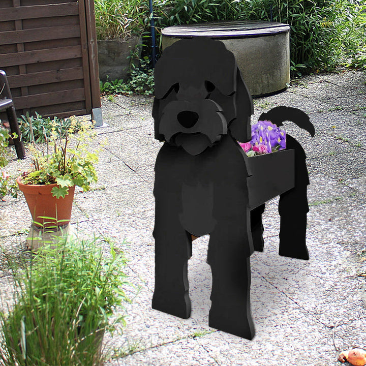 Schwarzer Cockapoo Blumentopf
