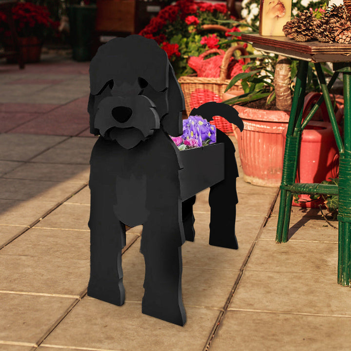Schwarzer Cockapoo Blumentopf