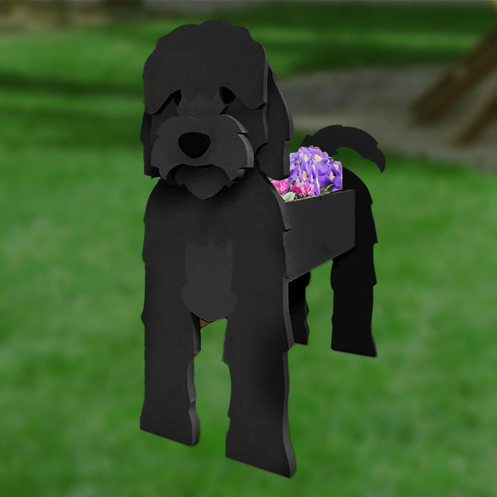 Schwarzer Cockapoo Blumentopf