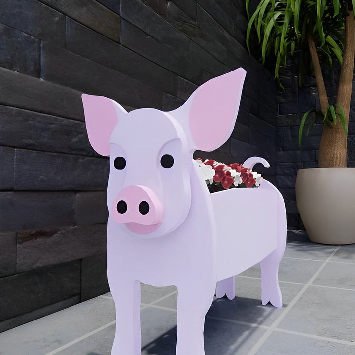 Rosa Schwein Blumen Topf