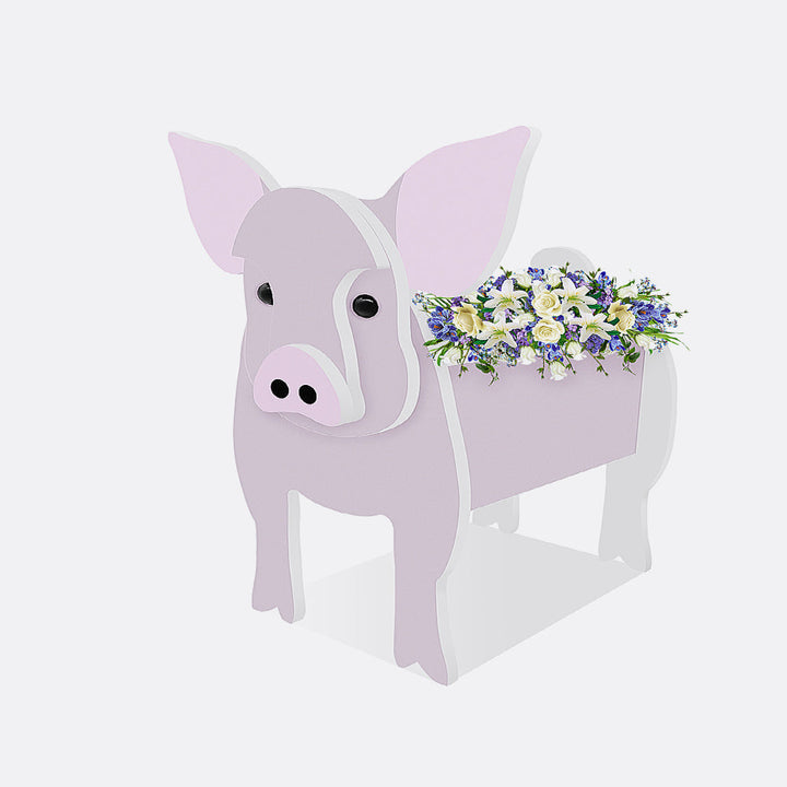 Rosa Schwein Blumen Topf