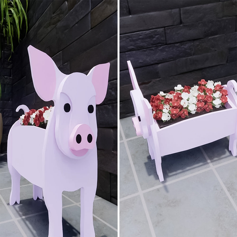 Rosa Schwein Blumen Topf