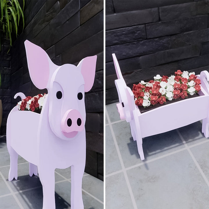 Rosa Schwein Blumen Topf
