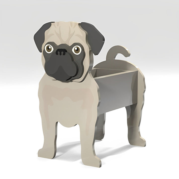 Blumentopf mit Mops-Motiv