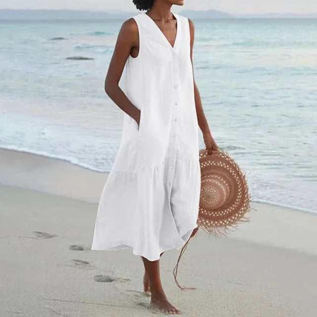 Cavell™ – Ärmelloses Sommerkleid mit Knopfdetail