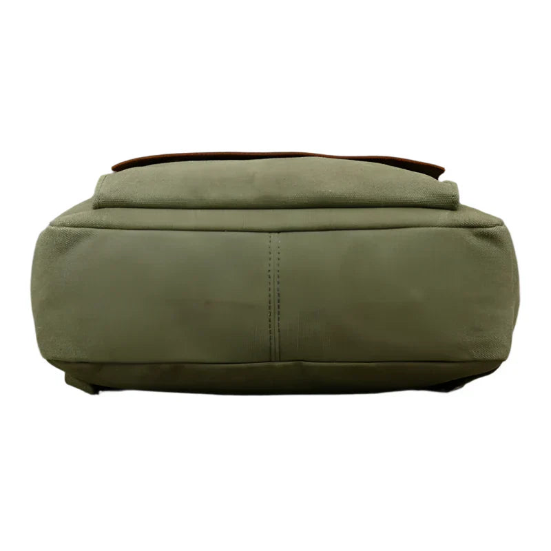 Authentischer Leder- und Canvas-Rucksack | Vintage College Laptop-Rucksack