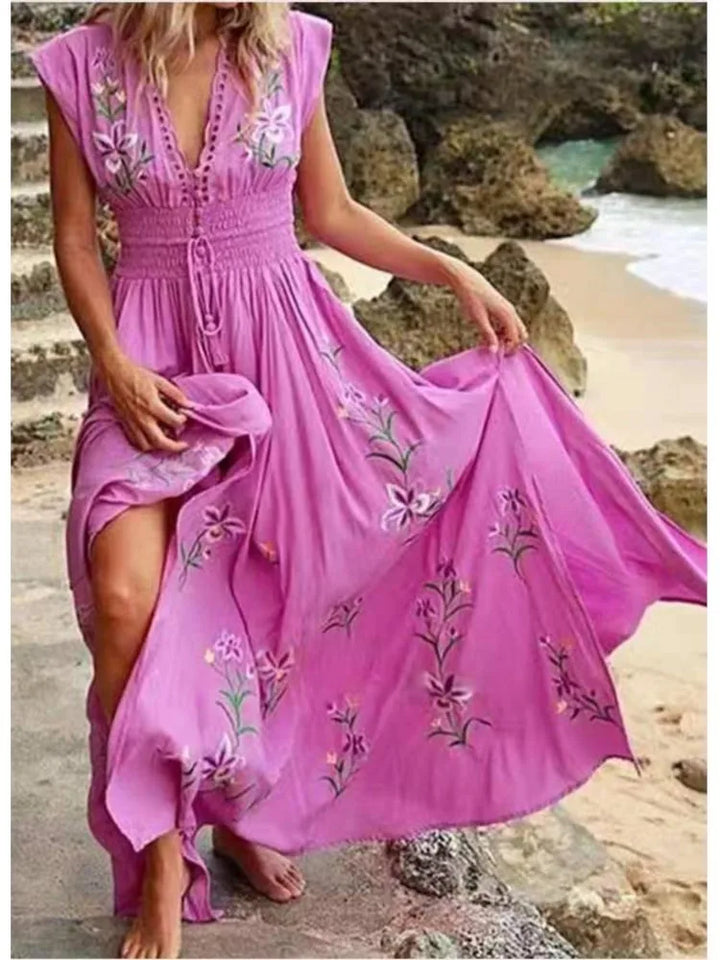 Zora | Besticktes Maxi-Kleid
