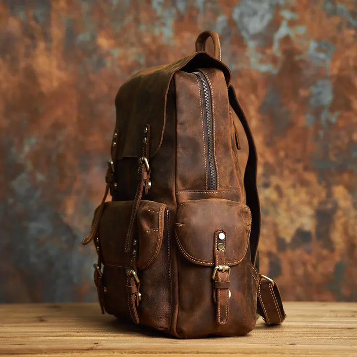 Robuster Echtleder-Reiserucksack in Braun | Großer Rucksack