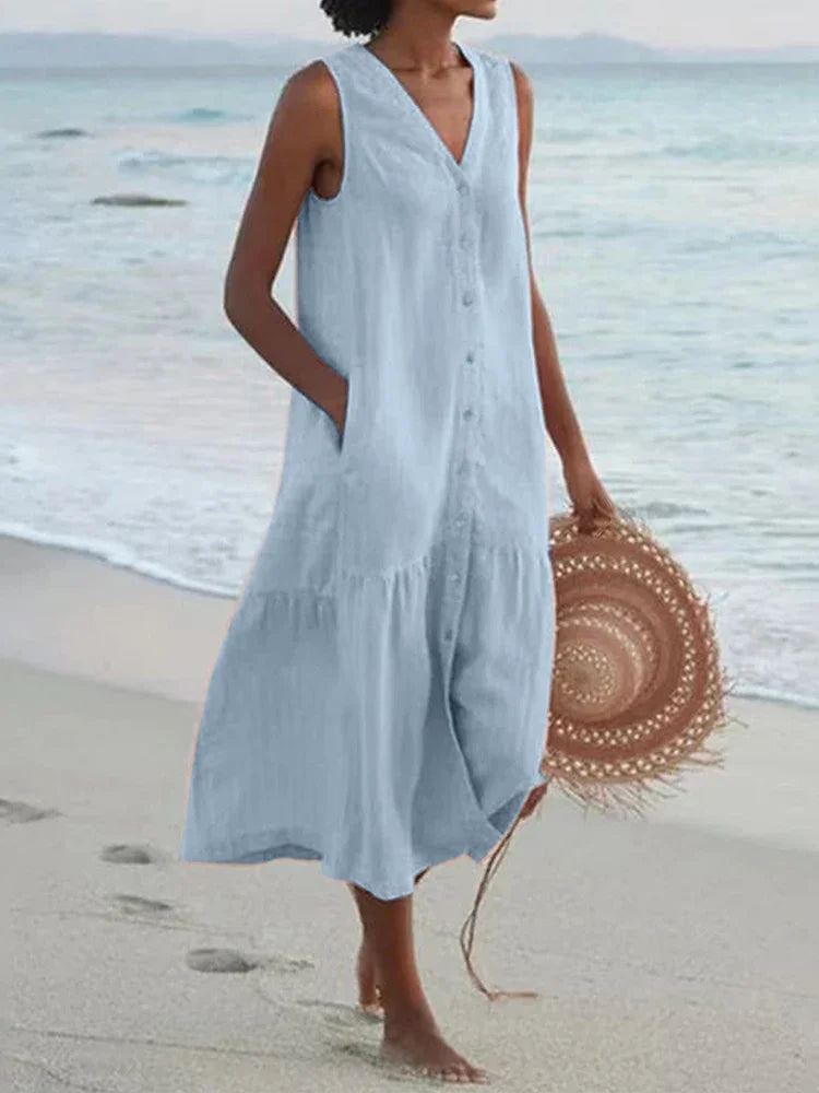 Cavell™ – Ärmelloses Sommerkleid mit Knopfdetail