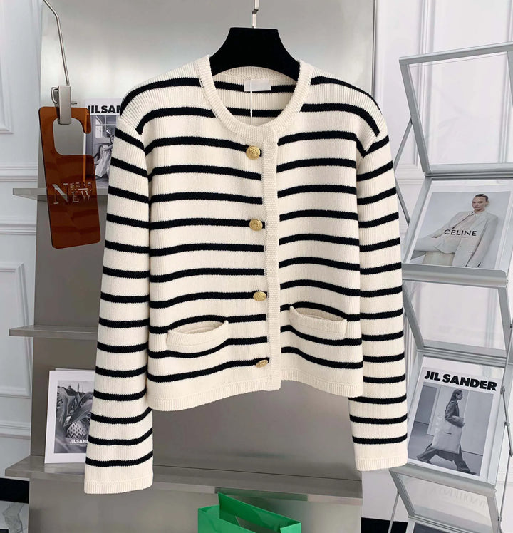 Sheryl | Zeitlos gestreifter Cardigan mit Knopfverschluss