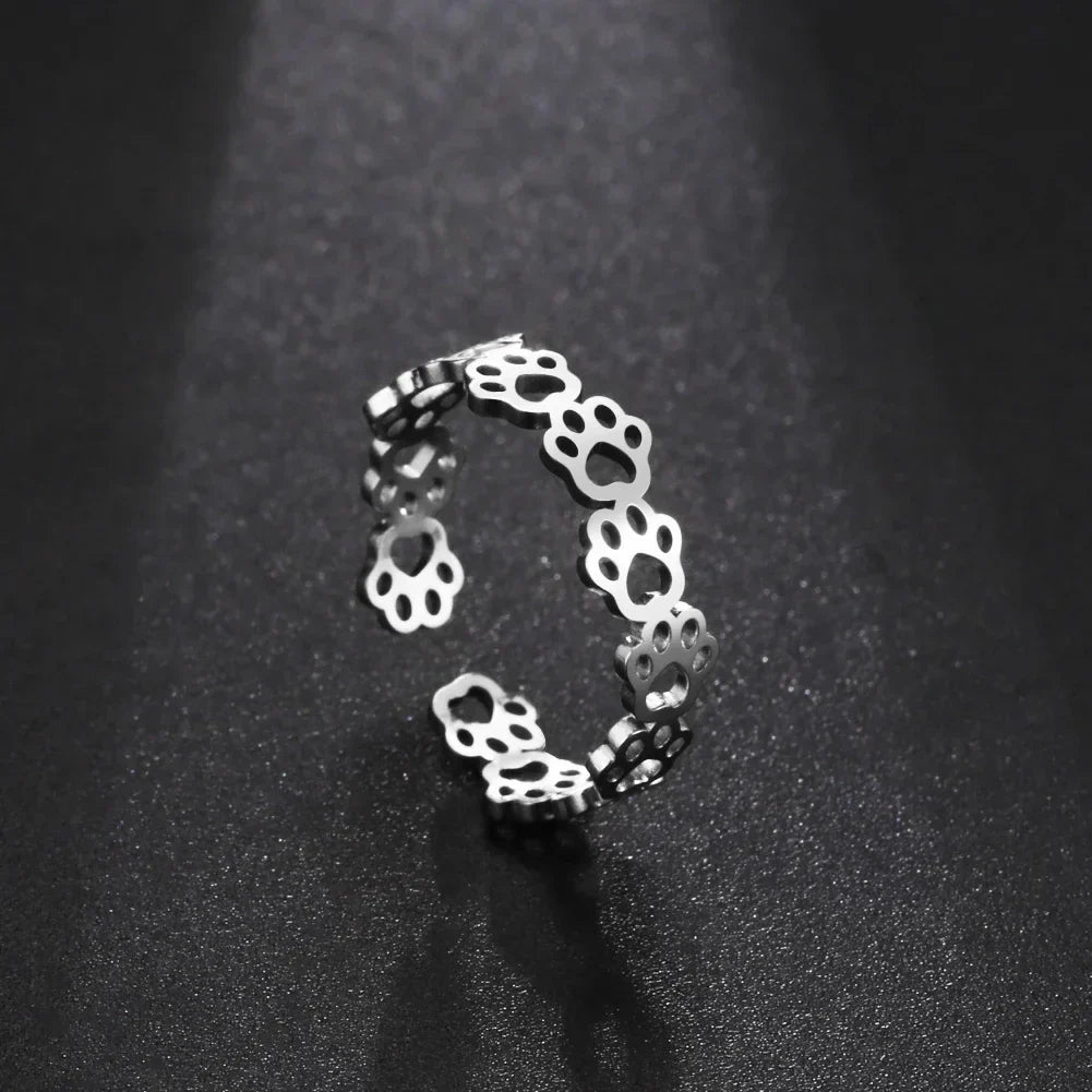 OVA – Verstellbarer Ring mit Pfotenabdruck aus Silber und Gold