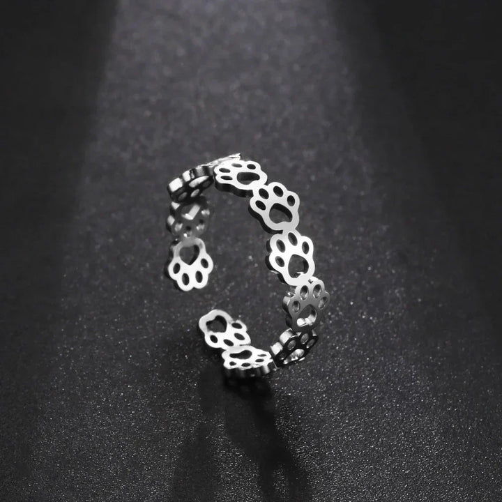 OVA – Verstellbarer Ring mit Pfotenabdruck aus Silber und Gold
