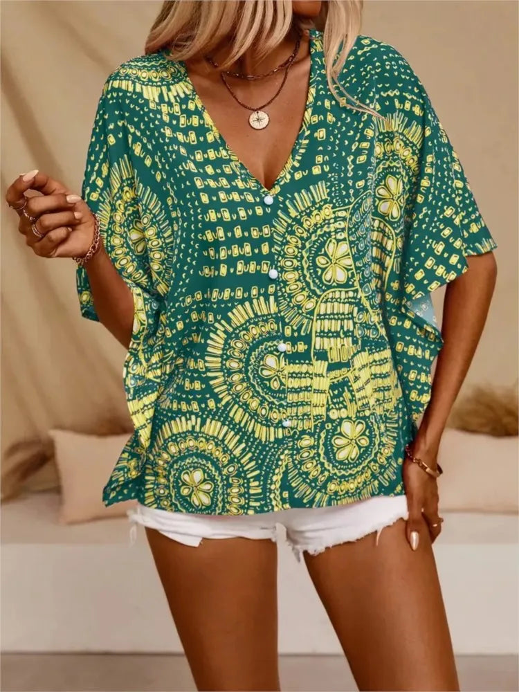Ellaine | Boho-Bluse mit auffälligem Muster