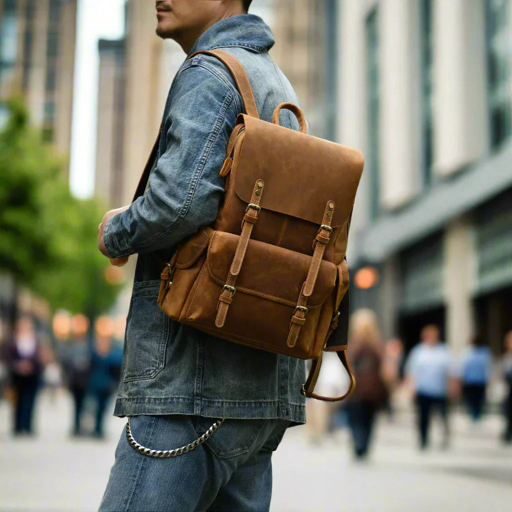 Robuster Echtleder-Reiserucksack in Braun | Großer Rucksack