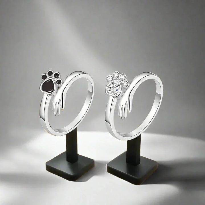 MARA – Verstellbarer 925er Silberring mit Hand-und-Pfote-Design