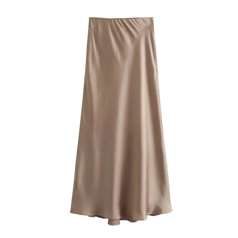 Drew | Eleganter Satin-Midi-Rock mit zeitlosem Design
