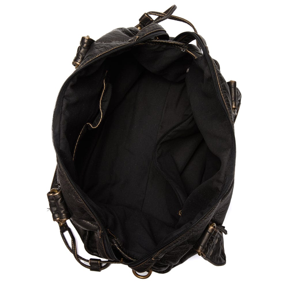 Stilvolle Vintage Schwarze Lederhandtasche