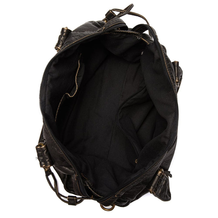 Stilvolle Vintage Schwarze Lederhandtasche